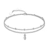 Women's Simple Stainless Steel Double Layer Anklet With Heart Shape Pattern Fashion Foot Jewelry