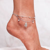 Women's Simple Stainless Steel Double Layer Anklet With Heart Shape Pattern Fashion Foot Jewelry