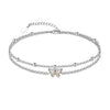 Women's Simple Stainless Steel Double Layer Anklet With Heart Shape Pattern Fashion Foot Jewelry