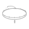 Women's Simple Stainless Steel Double Layer Anklet With Heart Shape Pattern Fashion Foot Jewelry
