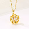 Women's Simple Stainless Steel Flower Pendant Necklace With Mixed Gem Inlay And Electroplating