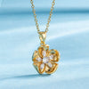 Women's Simple Stainless Steel Flower Pendant Necklace With Mixed Gem Inlay And Electroplating