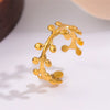 Women's Simple Stainless Steel Goldplated Olive Branch Leaf Adjustable Ring