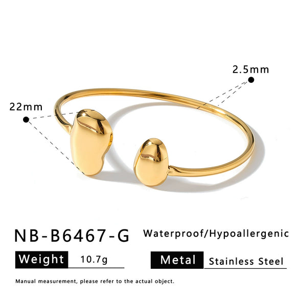 Women's Simple Stainless Steel Open Bracelet With Water Drop Shape And 18K Gold Vacuum Plated Light Luxury Design