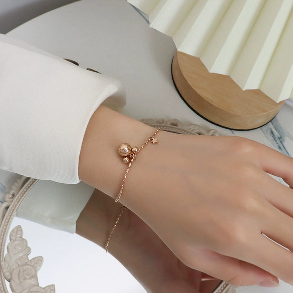 Women's Simple Titanium Steel Necklace And Bracelet Jewelry Set With Electroplated Small Animal Pendant And Rice Bead Chain