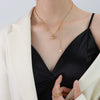 Women's Simple Titanium Steel Necklace And Bracelet Jewelry Set With Electroplated Small Animal Pendant And Rice Bead Chain