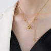 Women's Simple Titanium Steel Necklace And Bracelet Jewelry Set With Electroplated Small Animal Pendant And Rice Bead Chain