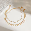 Women's Simple Trendy Freshwater Pearl Doublelayer Titanium Steel Geometric Anklet