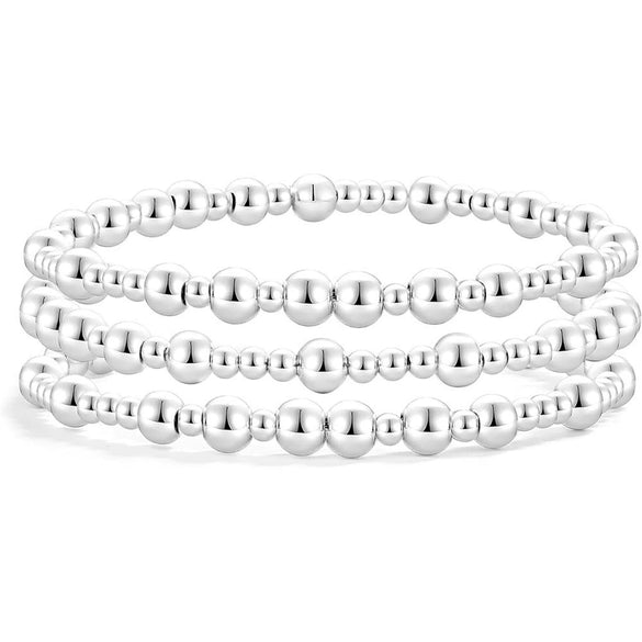 Women’s Simple Trendy Geometric U Shape Bracelet And Jewelry Set In Electroplated Copper With Silver And Gold Bead Retro Style