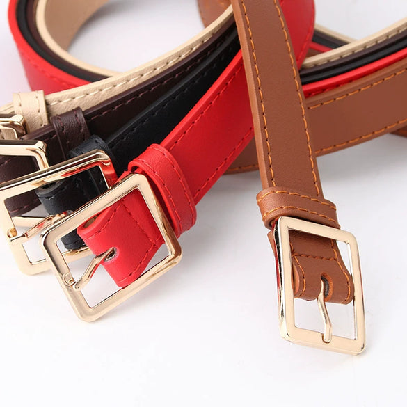 Women's Simple Versatile Pu Leather Belt With Alloy Pin Buckle Electroplated Finish Fashion Decorative Belt