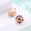 Women's Simple Zircon Earrings And Necklace Set With Flower Pendant Short Clavicle Chain Electroplated Fashion Jewelry