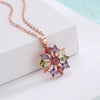 Women's Simple Zircon Earrings And Necklace Set With Flower Pendant Short Clavicle Chain Electroplated Fashion Jewelry