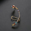 Women's Single Geometric Copper Ear Cuff Earring With Colored Zircon And Electroplated Finish Fashion Jewelry Wholesale