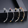 Women's Single Geometric Copper Ear Cuff Earring With Colored Zircon And Electroplated Finish Fashion Jewelry Wholesale