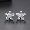 Women's Small Flower Zircon Earrings In Electroplated Copper Cute Geometric Floral Fashion Jewelry