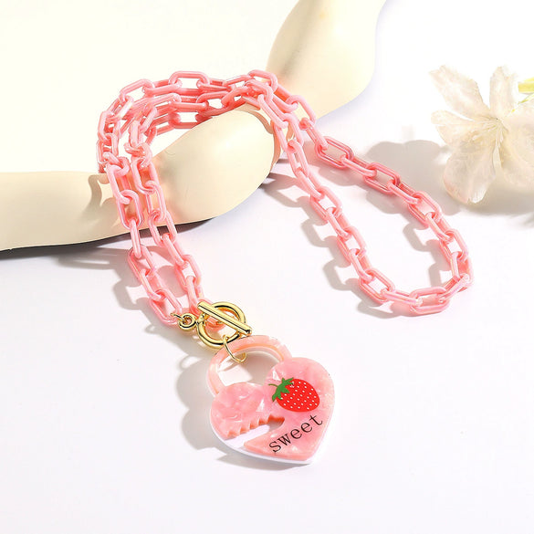 Women's Small Fresh Acrylic Butterfly Necklace With Geometric Pattern And Electroplating Process