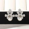 Women's Small Fresh Copper Imitation Pearl Earrings With Flower And Geometric Patterns And Zirconia Design
