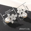 Women's Small Fresh Copper Imitation Pearl Earrings With Flower And Geometric Patterns And Zirconia Design