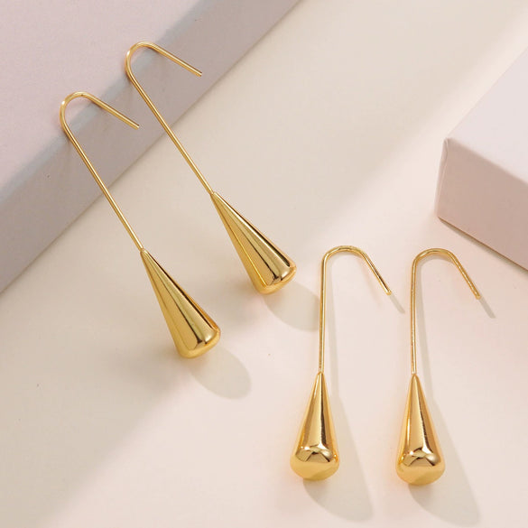 Women's Small Fresh Drop Shape Stainless Steel Earrings With Electroplating