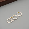 Women's Small Imitation Pearl Ring Pure Handmade Geometric Design Stacked Ring Tail Ring