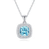 Women's Small Square Geometric Yellow Diamond Citrine Pendant 925 Sterling Silver Fashion Light Luxury Clavicle Chain Necklace