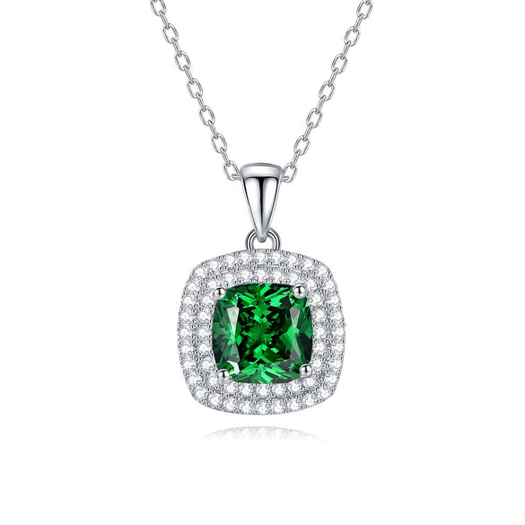 Women's Small Square Geometric Yellow Diamond Citrine Pendant 925 Sterling Silver Fashion Light Luxury Clavicle Chain Necklace