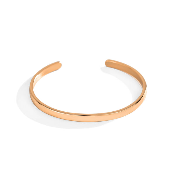 Women's Smooth Geometric Open Cuff Bracelet In Copper With 18K Gold Plated Electroplated Finish Simple Metal Jewelry