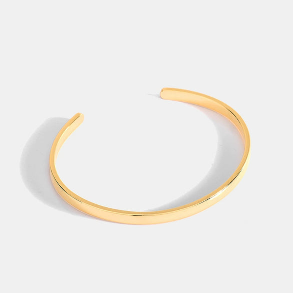 Women's Smooth Geometric Open Cuff Bracelet In Copper With 18K Gold Plated Electroplated Finish Simple Metal Jewelry