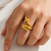 Women’s Snake Shaped Geometric Stainless Steel Ring With Electroplated Finish Stylish Minimalist Versatile Jewelry