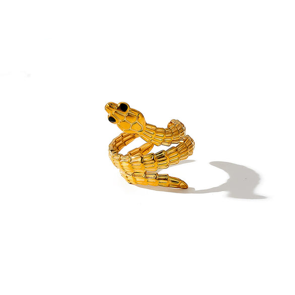Women’s Snake Shaped Geometric Stainless Steel Ring With Electroplated Finish Stylish Minimalist Versatile Jewelry