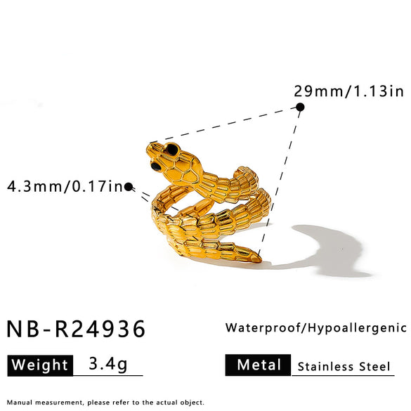 Women’s Snake Shaped Geometric Stainless Steel Ring With Electroplated Finish Stylish Minimalist Versatile Jewelry