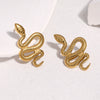 Women's Snakeshaped Stainless Steel Earrings Goldplated Nonfading Animal Design Punk Jewelry