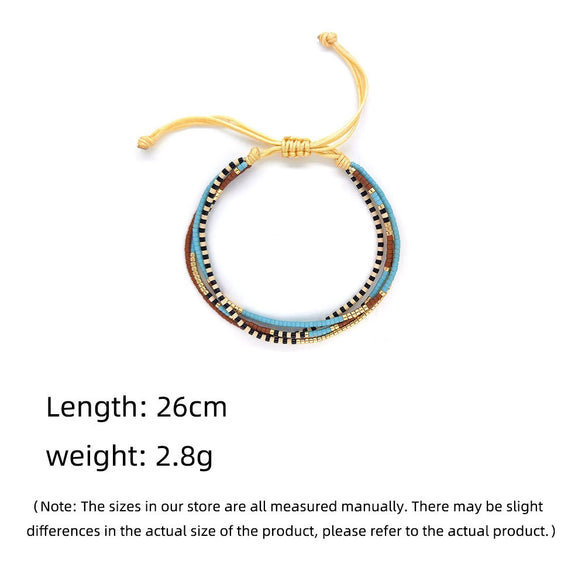 Women's Soft Ceramic And Metal Handwoven Bohemian Geometric Beadseparated Strap Bracelet