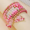 Women's Soft Clay Beaded Stacked Bracelet Handmade With Letter Beads In Western Cowboy Style