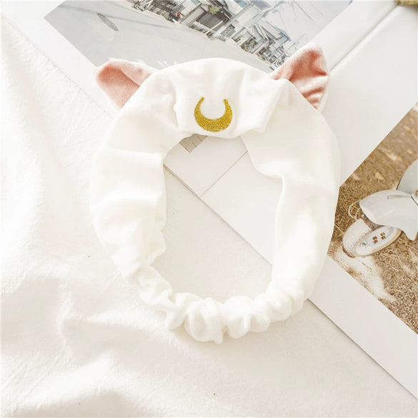 Women's Soft Cute Flannel Cat Ear Face Wash Headband With Animal Zodiac Pattern
