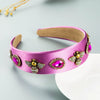 Women's Solid Color Fabric Headband With Pearl And Crystal Embellishments Baroque Bee Design Hair Accessory