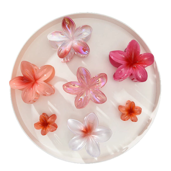 Women's Sophisticated Plants Flowers Style Hair Accessories Shark Clips And Plumeria Flower Clips Injection Molding