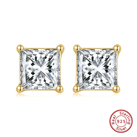 Women's Sparkling Zircon 925 Sterling Silver Earrings With Animal Zodiac Geometric Design Electroplated