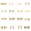 Women's Sparkling Zircon 925 Sterling Silver Earrings With Animal Zodiac Geometric Design Electroplated