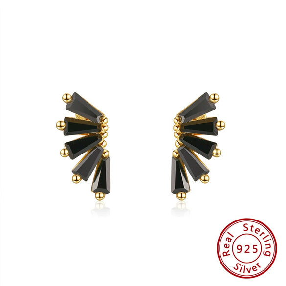 Women's Sparkling Zircon 925 Sterling Silver Earrings With Animal Zodiac Geometric Design Electroplated