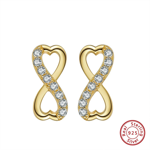 Women's Sparkling Zircon 925 Sterling Silver Earrings With Animal Zodiac Geometric Design Electroplated