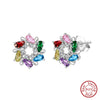 Women's Sparkling Zircon 925 Sterling Silver Earrings With Animal Zodiac Geometric Design Electroplated