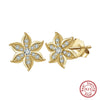 Women's Sparkling Zircon 925 Sterling Silver Earrings With Animal Zodiac Geometric Design Electroplated