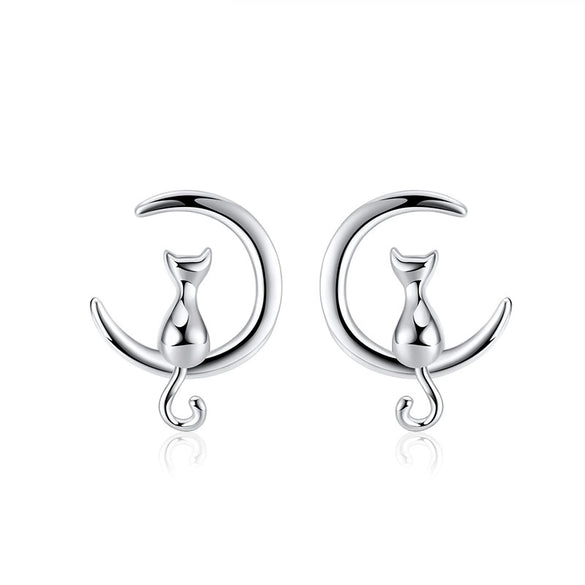 Women's Sparkling Zircon 925 Sterling Silver Earrings With Animal Zodiac Geometric Design Electroplated