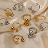 Women's Spherical Stainless Steel Ring With Electroplating Treatment
