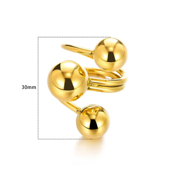 Women's Spherical Stainless Steel Ring With Electroplating Treatment