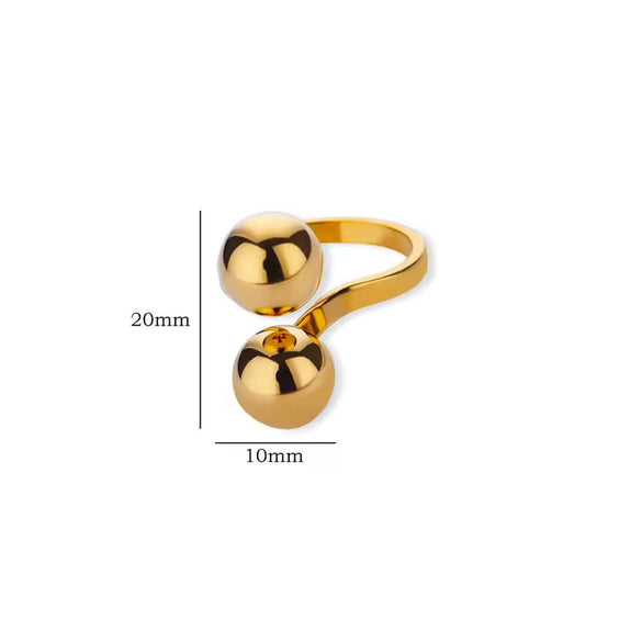 Women's Spherical Stainless Steel Ring With Electroplating Treatment