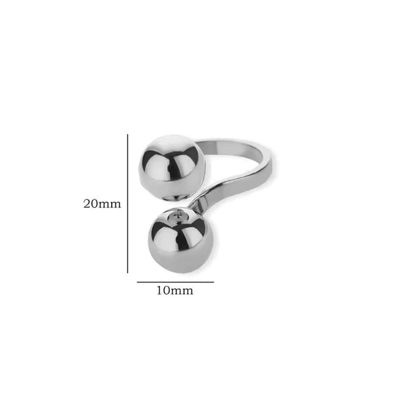 Women's Spherical Stainless Steel Ring With Electroplating Treatment