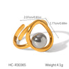 Women's Spherical Stainless Steel Ring With Geometric Lines And Electroplating Design
