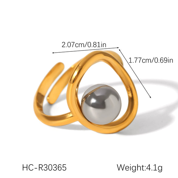 Women's Spherical Stainless Steel Ring With Geometric Lines And Electroplating Design